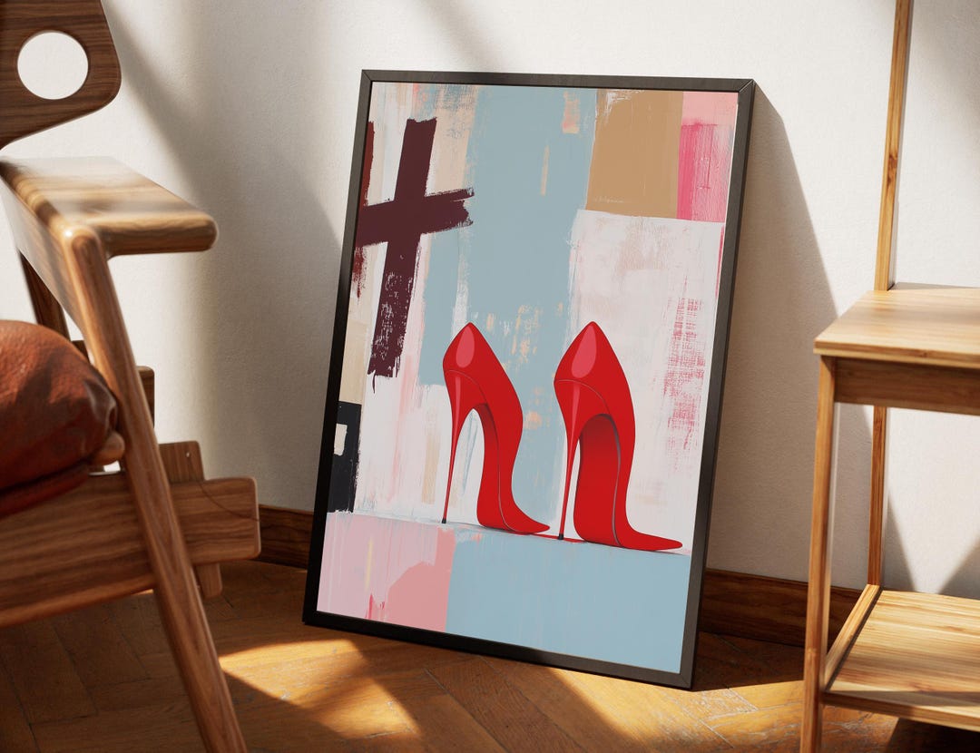 Red High Heels | Iconic Elegance on an Abstract Oil Canvas | Female ...