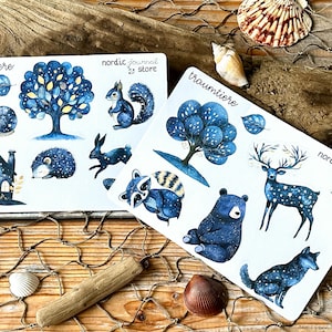 Stickerbogen - Traumtiere | Tiersticker | Nacht | magisch | mystisch | Bullet Journal | Planer-Sticker | Scrapbooking |