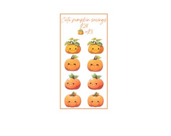 Cute Low Income Pumpkin Savings Challenge, A6 3 x 6 Printable PDF