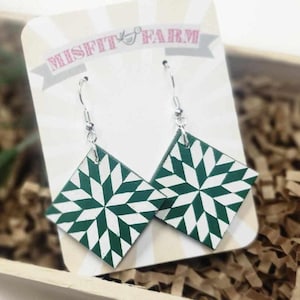 Barn Quilt Earrings // Modern Star Pattern