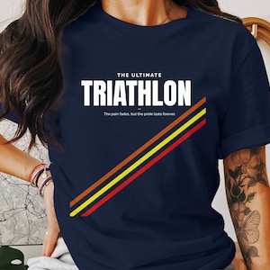 Triathlon T-Shirt: Retro Striped Graphic Tee