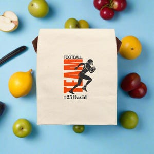 Football Personalized Name Gift for Sports Fan, Team Spirit Bento Box with Utensils, Custom Lunch Tote, Insulated