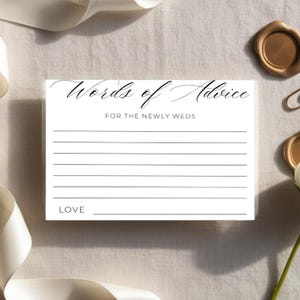 Hochzeit Minimalist Advice Cards Einfaches druckbares Andenken Moderne Worte der Weisheit für Ihre Gäste