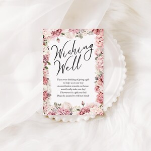 Roze hortensia's wensput kaartsjabloon elegante lente ontwerp lente bruiloft wensput kaart bloemen wensput kaart