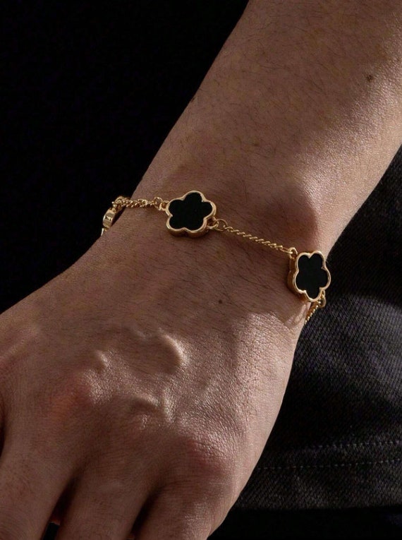 Men's Fashion Clover Charm Bracelet With Necklace Set