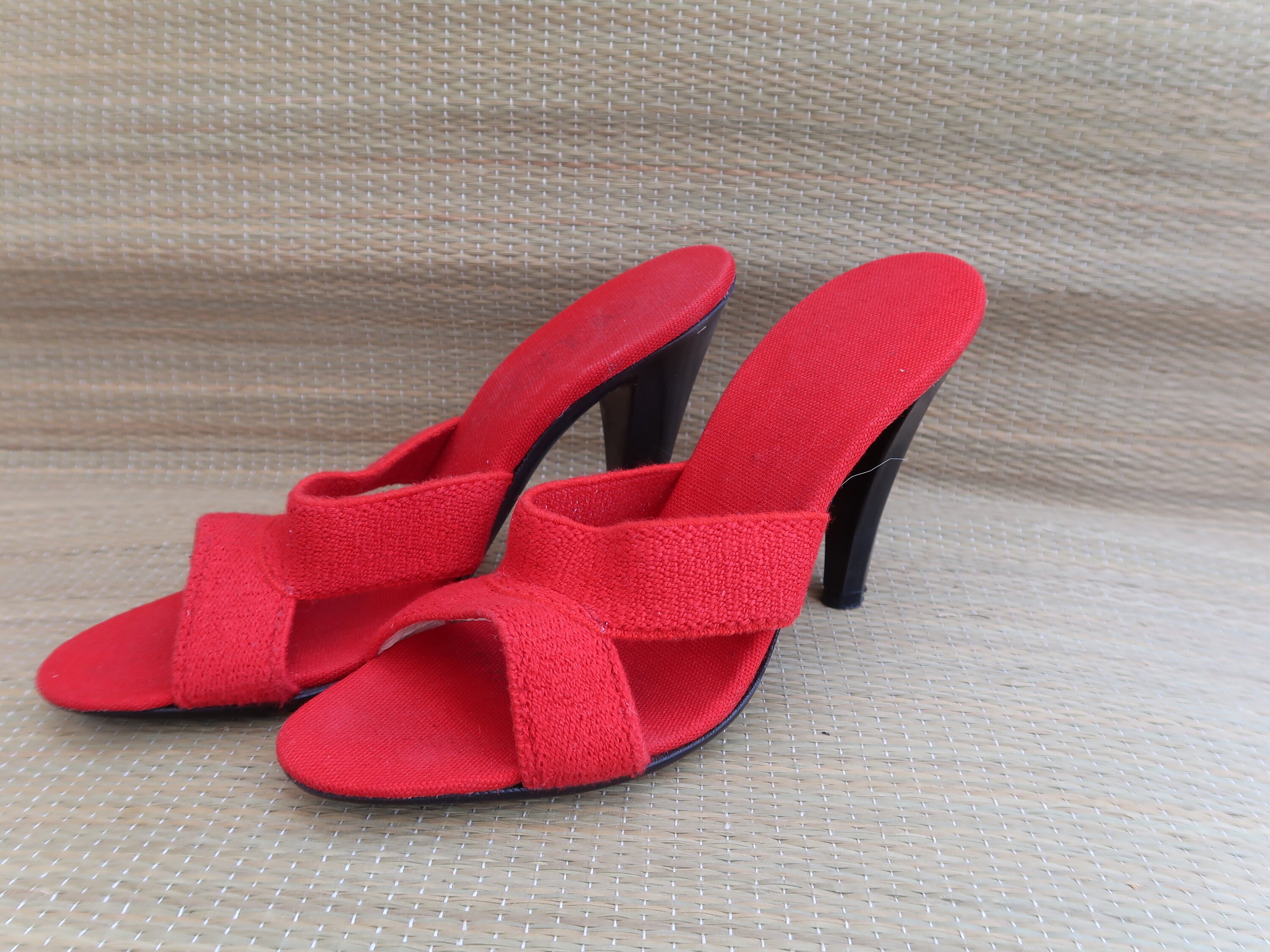 1980s Vintage 80s Stretchy Red Elastic and Black Sexy Sandal | Etsy