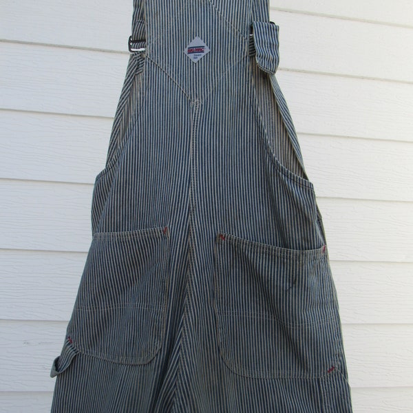 Vintage Square Back Big Mac Worn Worn Overalls Bigmac Medium Mens Hickory Stripe Denim