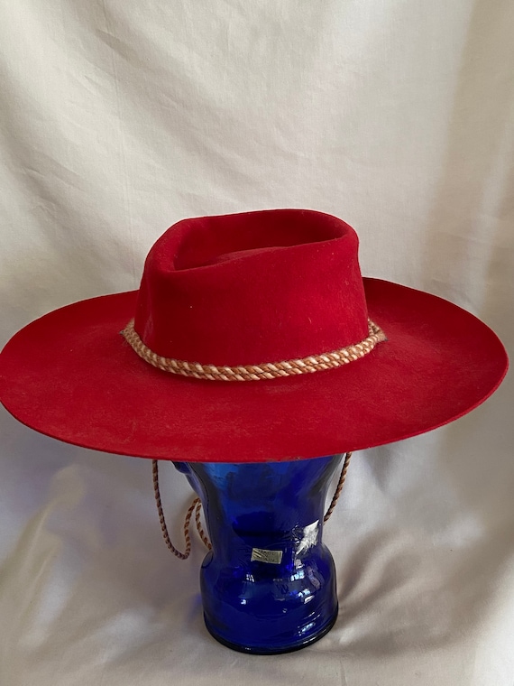 Vintage Red Wool Ranch JC Penneys Drawstring Cowbo