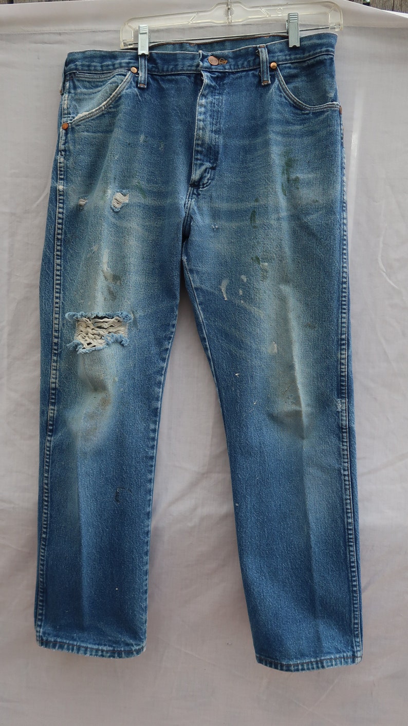 Vintage Western Well Worn Disressed Denim Mens Wrangler Jeans | Etsy