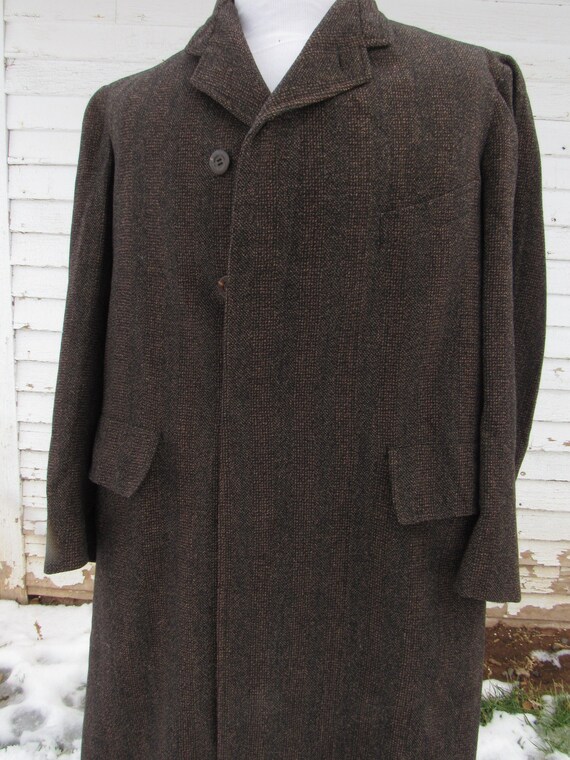 Amazing Vintage 40s Flecked Wool Mens Coat Overcoa