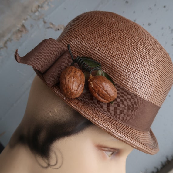 1960s Vintage 60s Brown Bucket Hat Fall 