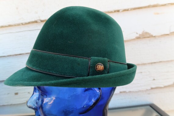 Vintage 70s Green Velvet Felt Stetson 