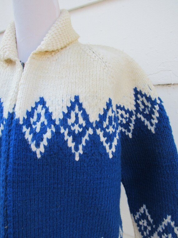 1970s Vintage 70s Hand Knit Cowichan Wool Sweater Jacket Medium Small Warm Ranch Wear Western Cowgirl 1970s Vintage 70s Hand Knit Cowichan Wool Sweater Jacket Medium Small Warm Ranch Wear Western Cowgirl