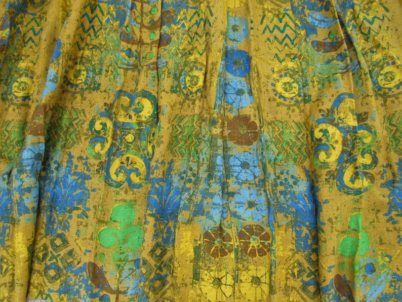 MCM Vintage 60s Classic Mid Century Modern Pinch Pleat Drapes Pleated 45x45 Each Panel Blue Green Curtains 90 x 45 Total