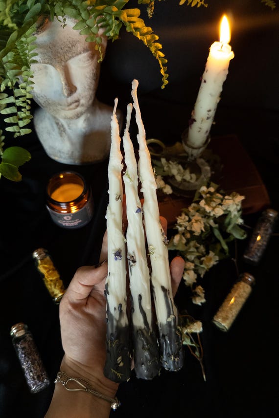 Ritual Soy Wax Candle Set | Witchy Well-being, Grounding, Protection Spell | Forest Energy, Altar Decor Candles