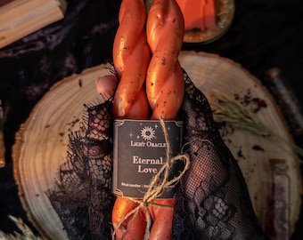 Juego de velas de cera de soja para ritual de bruja roja "Amor Eterno" / Hechizo de amor, amor propio y pasión, regalo de boda