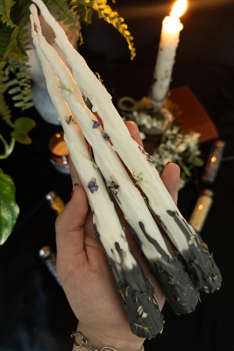 Juego de velas rituales de cera de soja / Bienestar mágico, conexión a tierra, hechizo de protección / Energía del bosque, velas para decoración de altar imagen 2