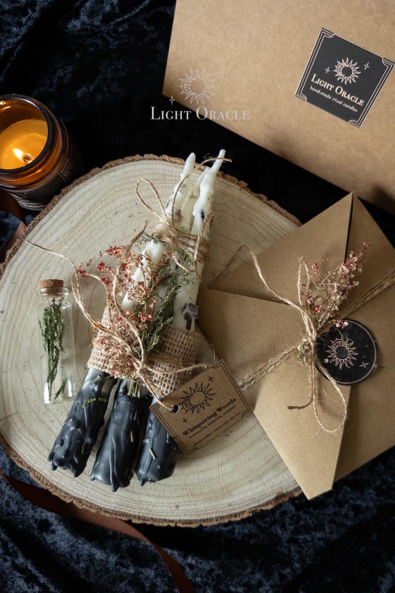 Juego de velas rituales de cera de soja / Bienestar mágico, conexión a tierra, hechizo de protección / Energía del bosque, velas para decoración de altar imagen 3