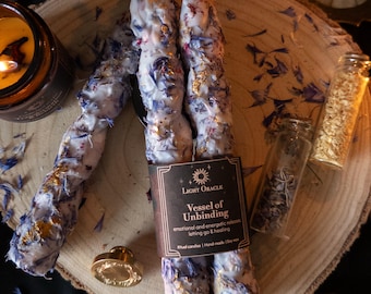 Velas artesanales para rituales de liberación espiritual y emocional / Velas botánicas para la transformación y el desapego, regalo de bruja