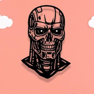 Cyborg Wall Art – Half Human Half Machine | Laser Cut Silhouette | MDF Black Wall Decoration | 60x40cm