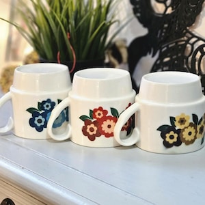 Retro Keramik Kaffeetasse mit Untertasse (280ml) – 70er Jahre Stil