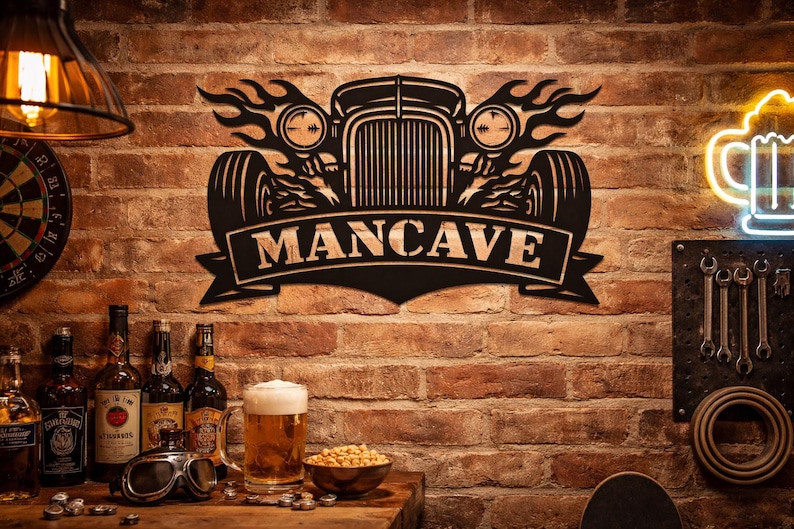 Hot-Rod-Grill-Schild für die Männerhöhle, 90 x 60 cm, skalierbar, SVG-Datei, Garagenwandbild, Laserschnitt-SVG, CNC-, DXF-Datei, Plasmaschnitt-Datei, digitaler Download Bild 2