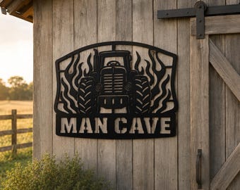 tractor man cave laser cut file, scalable farm wall art svg dxf pdf jpg
