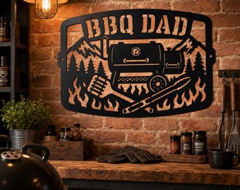 Lasercut bbq dad grill master wall art svg dxf file for fathers day gift