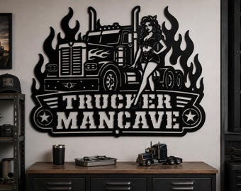 Trucker man cave laser cut SVG DXF, truck driver wall art, digital download