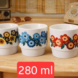 レトロなコーヒーマグカップ（280ml）、70年代スタイル