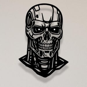 Cyborg Wall Art – Laser Cut Silhouette – Digital Download SVG – Sci-Fi Decor – Cyberpunk Head – 60x40 cm – CNC File for Wall Decoration