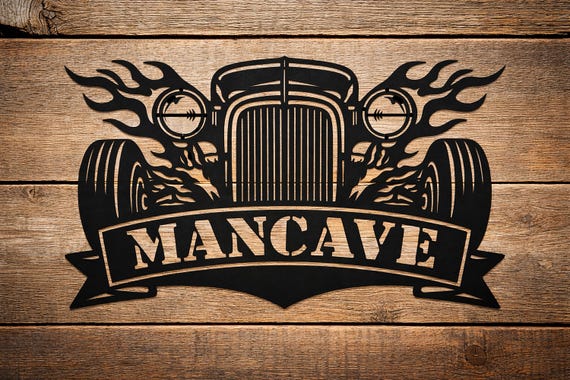 Hot Rod Grill Mancave Sign, 90x60 cm, scalable, SVG, Garage Wall Art File, Laser Cut Svg, Cnc, Dxf, Plasma Cut File, Digital Download