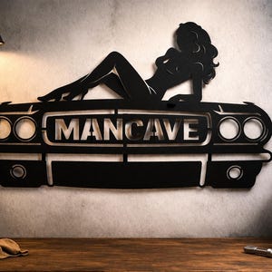 Mancave SVG,Decoración Garaje 90x60cm y 240 x 120 cm ,Escalable, Archivo CNC DXF ,Metal Wall Art | Diseño Corte Láser | Regalo Hombre