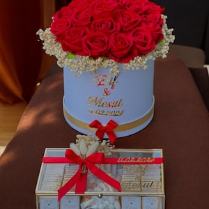 Lani Gold Söz Nişan Kız İsteme Çikolatası ve İsteme Çiçeği Seti