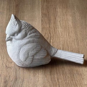 Handmade Concrete Cardinal Statue – Rustic Garden Bird Ornament