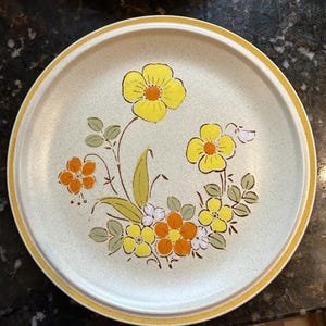 Hearthside Garden Festival Sunshine Flowers vintage stoneware dishes, hand painted and made in Japan