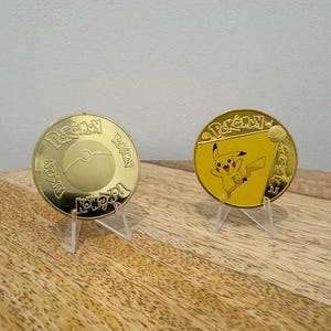 Pièce Pokémon Dorée - Pikachu, Mewtwo, Léviator/Gyarados, Tortank/Blastoise, Dracaufeu/Charizard & Florizarre/Venusaur - Collection Premium
