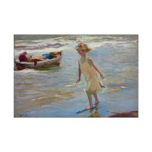 Joaquín Sorolla, &#39;Niña en la playa, Valencia (Girl on the Beach, Valencia)&#39; (1910) - Gallery wall print in Watercolor texture