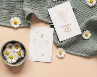 Mindfulness Card Deck Canva Template, Journaling, Spiritual Life (Commercial Use)