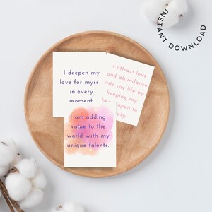 Cartes d'affirmation pour l'amour de soi, 30 cartes de soins personnels, citations motivantes, cadeaux pleine conscience, téléchargement numérique