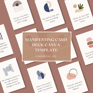 Bearbeitbares Manifestierendes Kartendeck, Canva-Vorlage, Manifestierender Coach, Manifestation Gesetz der Anziehungskraft Affirmationen, Coaching-Vorlage