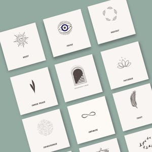 Intentiekaarten, Mindfulnesskaarten, Kosmische intentie, Spirituele Affirmatiekaarten, Orakelkaartenstapel, Bewerkbare Canva Pro-sjabloonkaarten