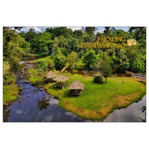 Lot de 5 cartes postales - Paysages verdoyants de Pakxong, Champassak, Laos