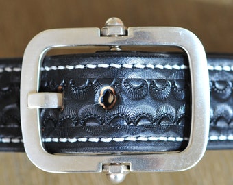 The Kirby:  a 1. 7/16”  wide leather belt with nickel buckle