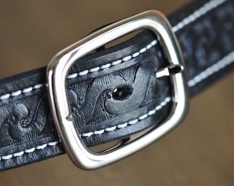 The Waveus: a 1.25” wide leather belt with nickel buckle