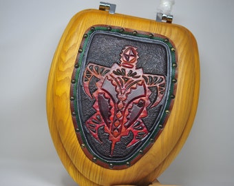 The Thunderbird, A Hand Tooled Oblong Toilet Seat