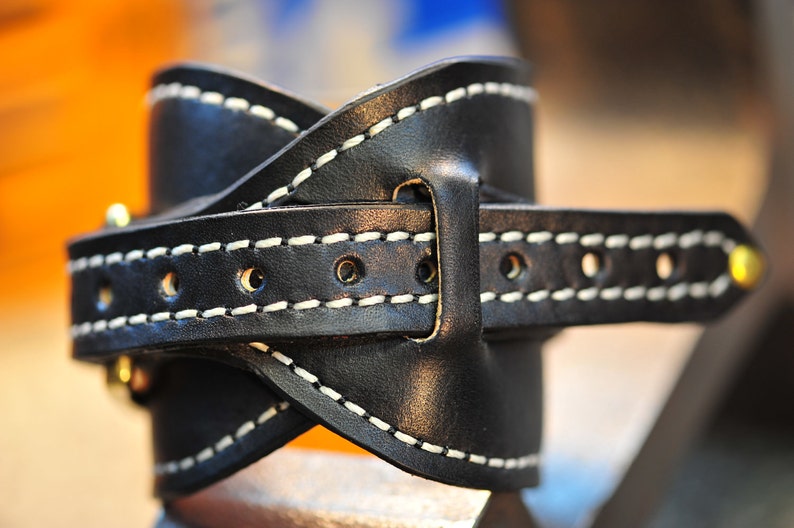 Large Leather Black Gunfighters Cuff - Etsy