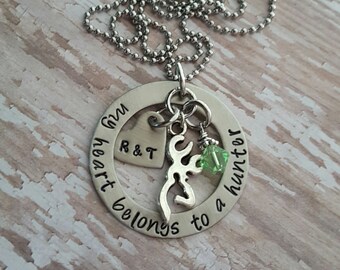 Personalized hand stamped JBK My Heart belongs to a HUNTER