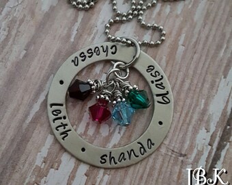 JBK Hand stamped Family necklace