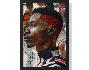 Collage enmarcado de un hombre afroamericano: Decoración para el hogar con temática de cultura negra